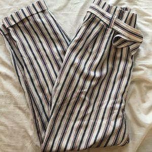 Linen striped paper bag pants